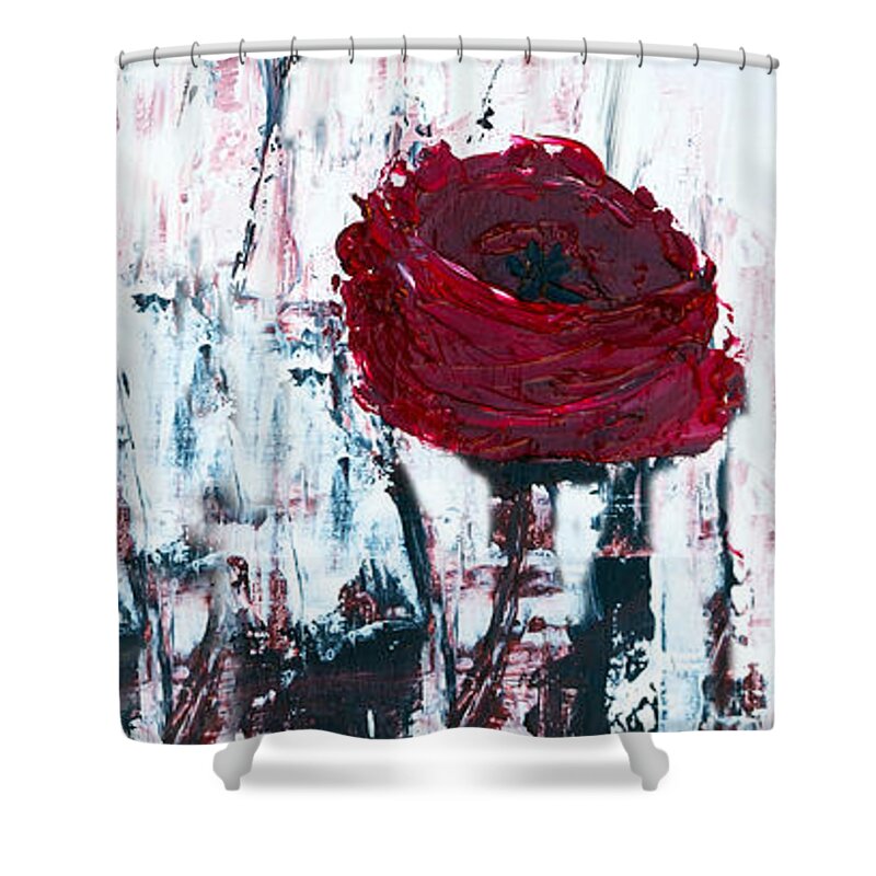 Ann Shower Curtain featuring the painting Impressionist Floral B8516 by Mas Art Studio