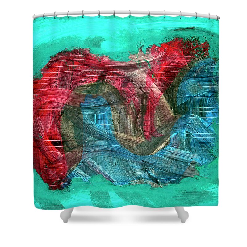 Abstract Expressionism Shower Curtain featuring the painting Inner Turmoil #1 by Rein Nomm