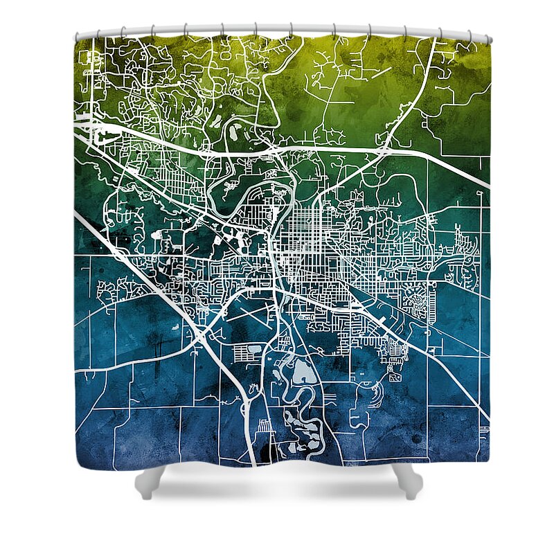 Iowa City Shower Curtain featuring the digital art Iowa City Map by Michael Tompsett