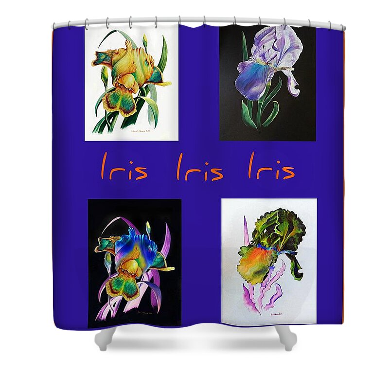 Irises Shower Curtain featuring the mixed media Iris #1 by David Neace CPX