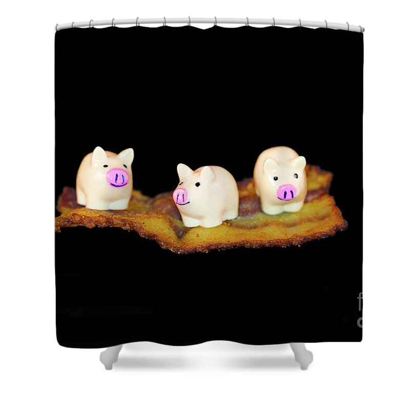 Pigs Shower Curtain featuring the photograph Ironic Pigs #1 by Bruce Block
