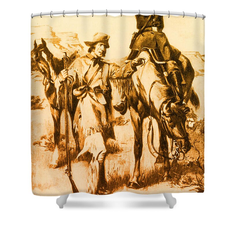 History Shower Curtain featuring the photograph J.c. Fremont And His Guide, Kit Carson #1 by Photo Researchers