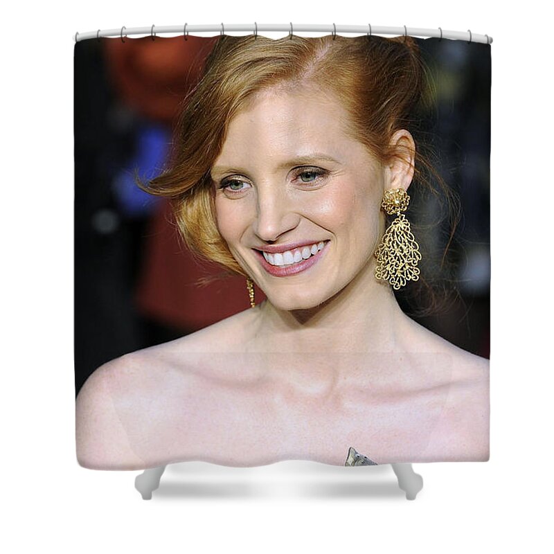 Jessica Chastain Shower Curtain featuring the digital art Jessica Chastain #1 by Super Lovely