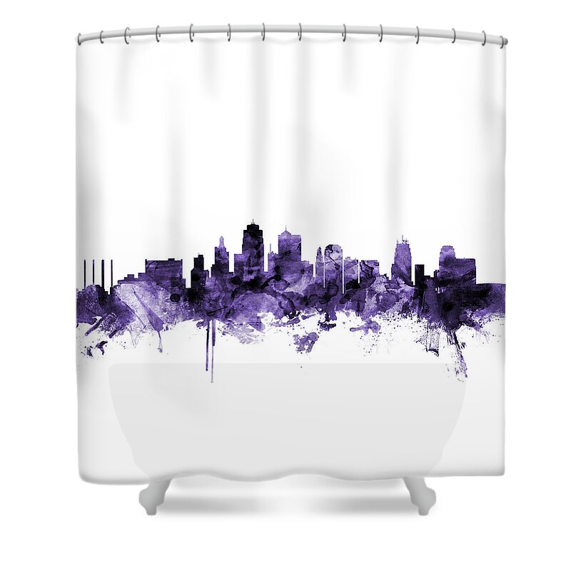Kansas City Shower Curtain featuring the digital art Kansas City Missouri Skyline by Michael Tompsett