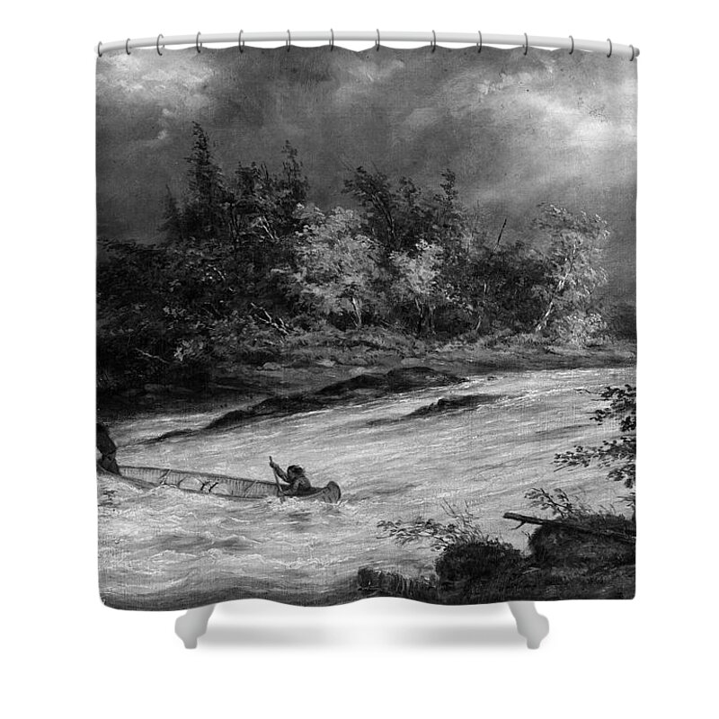 1855 Shower Curtain featuring the photograph Krieghoff: Canoe On Rapids #1 by Granger