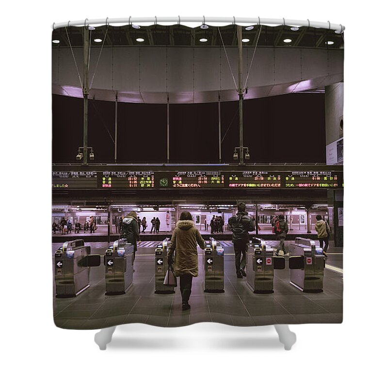 Escalator Shower Curtain featuring the photograph Kyoto Train Station, Japan by Perry Rodriguez