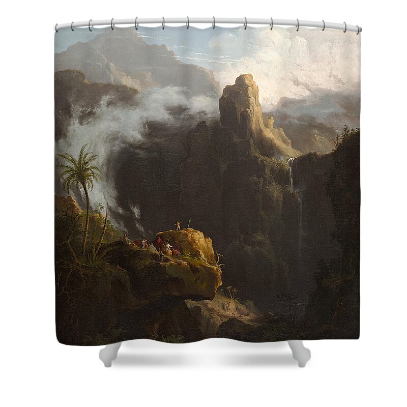 Thomas Cole Shower Curtain featuring the painting Landscape #1 by MotionAge Designs