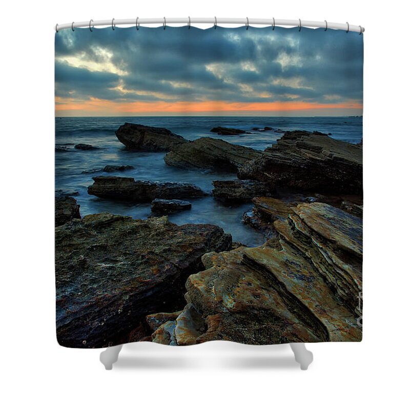 Last Shower Curtain featuring the photograph Last Light At Crystal Cove #1 by Eddie Yerkish