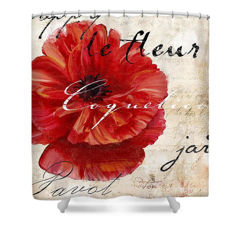Poppy Shower Curtain featuring the painting Le Pavot #3 by Mindy Sommers