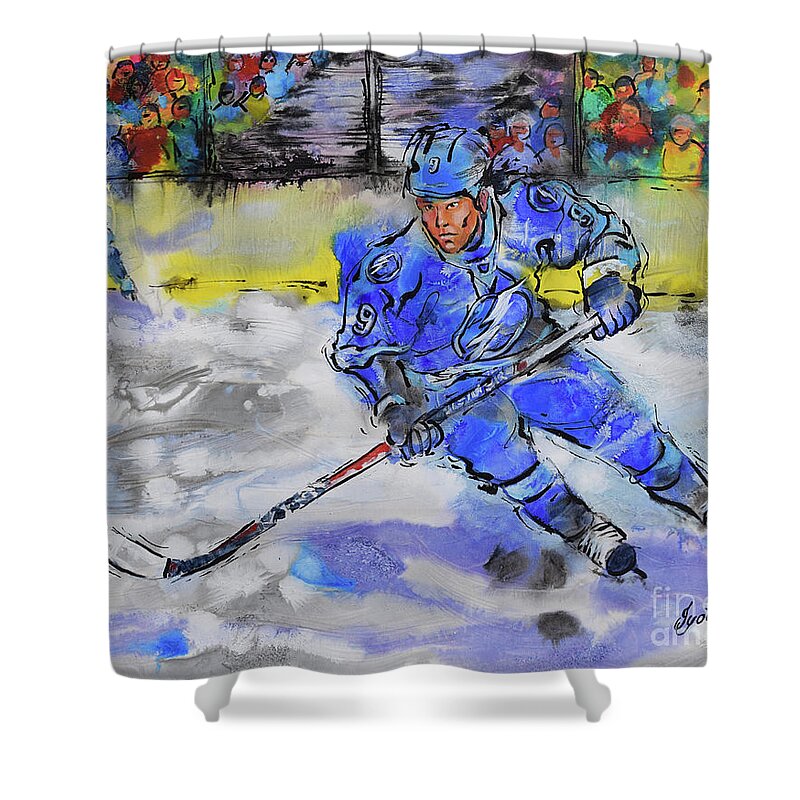  Shower Curtain featuring the painting Lightning Strike by Jyotika Shroff