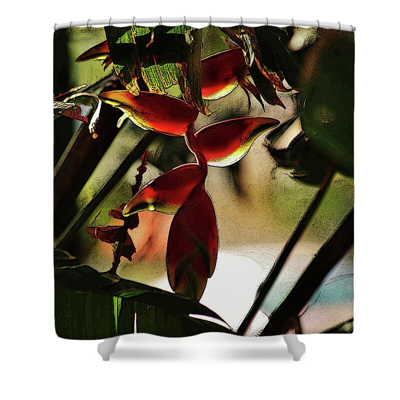 Lobster Claw Flower Shower Curtain featuring the photograph Lobster Claw Heliconia #1 by Craig Wood