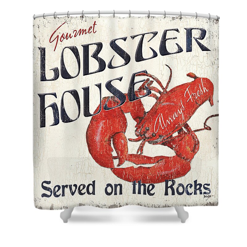 Lobster Shower Curtain featuring the painting Lobster House #2 by Debbie DeWitt