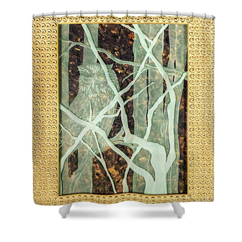 Etched Glass Shower Curtain featuring the glass art Looking Out #1 by Alone Larsen