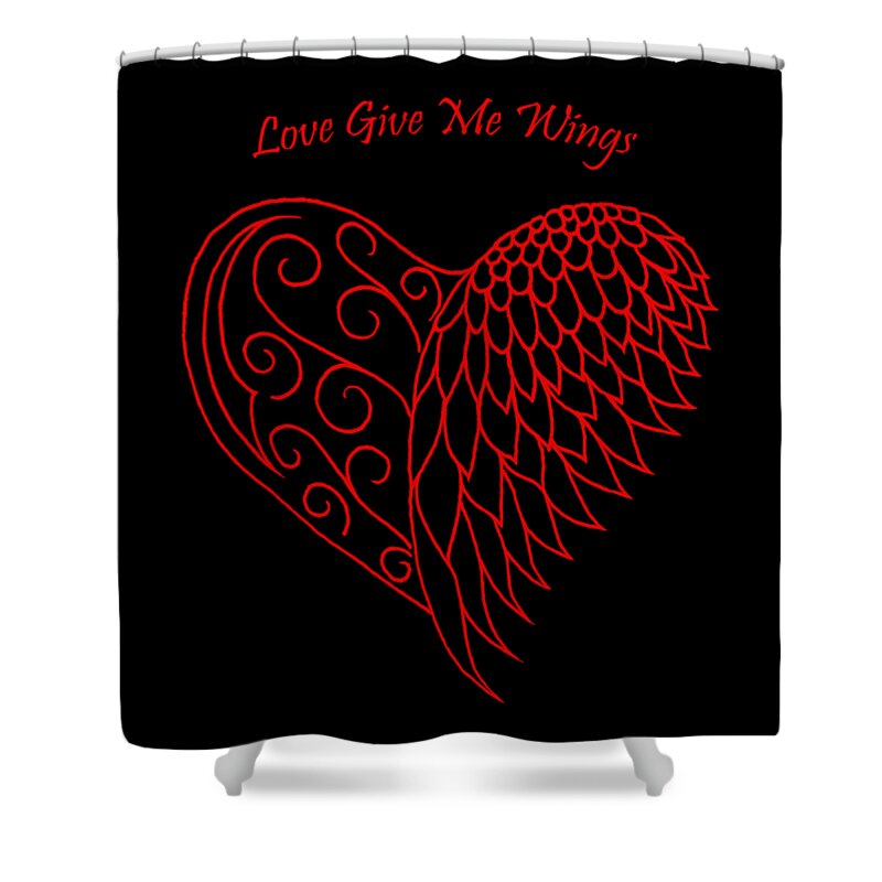 Red Heart Shower Curtain featuring the photograph Love Give Me Wings #1 by Terri Waters