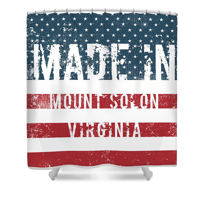 Mount Solon Shower Curtain featuring the digital art Made in Mount Solon, Virginia #1 by Tinto Designs