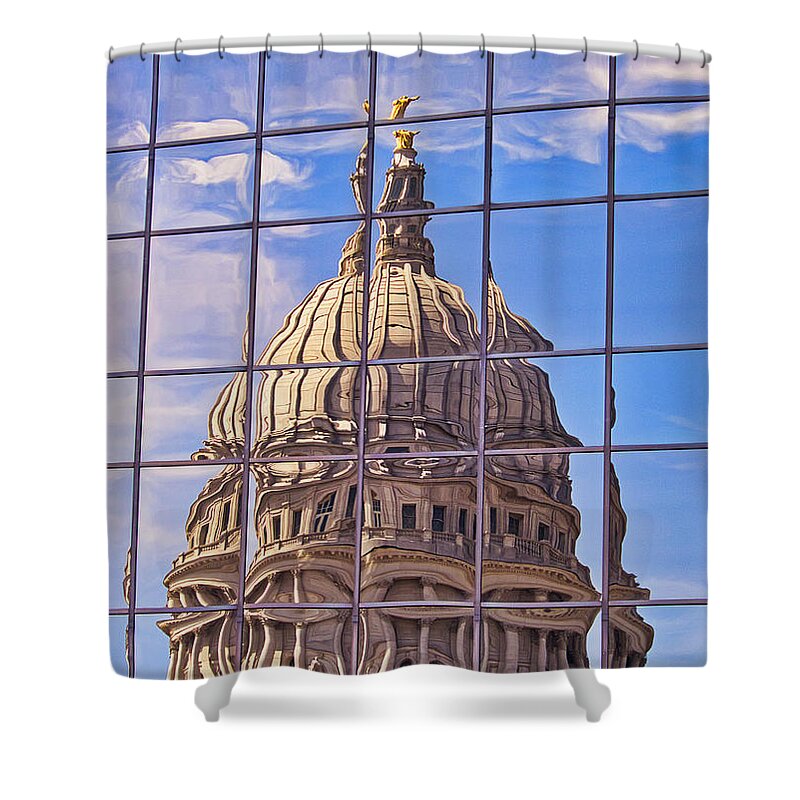 Madison Shower Curtain featuring the photograph Madison Capitol Reflection #1 by Steven Ralser