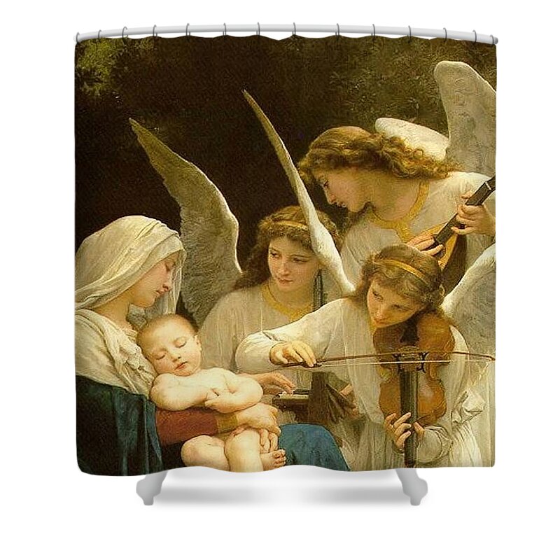 Nativity Shower Curtain featuring the painting Madonna and Child by William Bouguereau