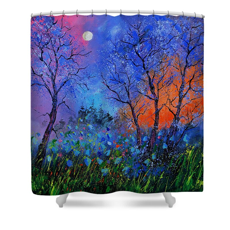 Landscape Shower Curtain featuring the painting Magic wood by Pol Ledent