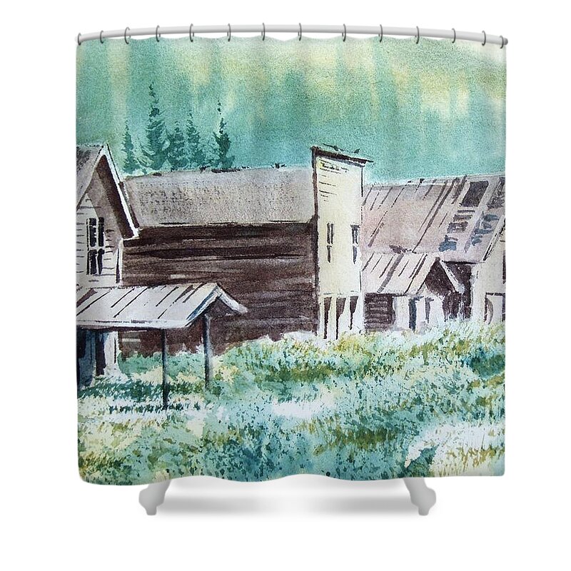 Ghost Town Shower Curtain featuring the painting Mammoth Ghost Town Montana #1 by Kevin Heaney