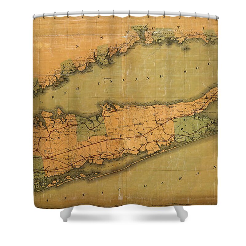 Map Of Long Island Shower Curtain featuring the photograph Map Of Long Island 1888 #1 by Andrew Fare