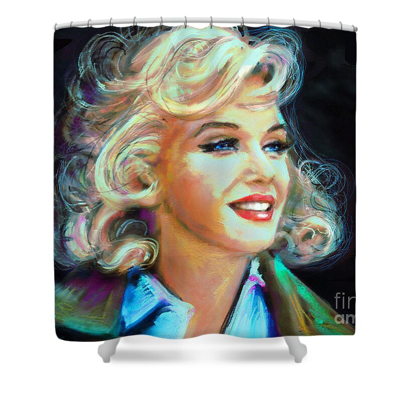 Angie Braun Shower Curtain featuring the painting Marilyn Blue #1 by Angie Braun