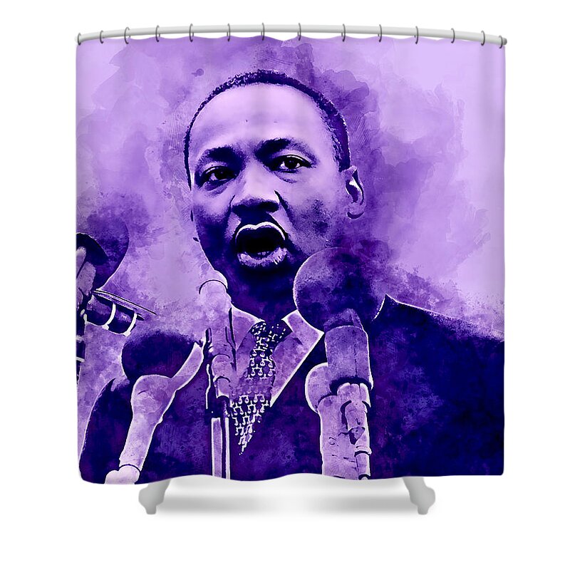 Martin Luther King Jr Shower Curtain featuring the mixed media Martin Luther King #3 by Marvin Blaine