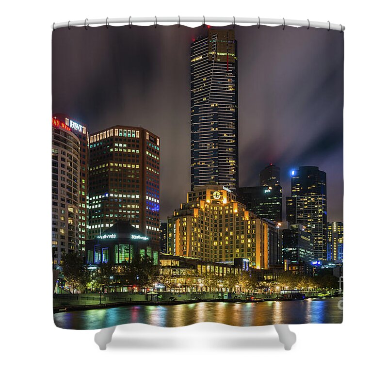2017 Shower Curtain featuring the photograph Melbourne city skyline over Yarra river #1 by Andrew Michael