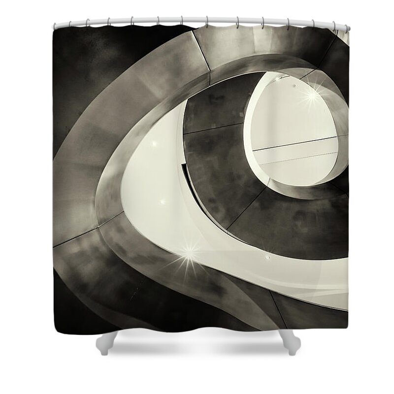 Metal Spiral Staircase Shower Curtain featuring the photograph Abstract Metal Spiral Staircase by John Williams