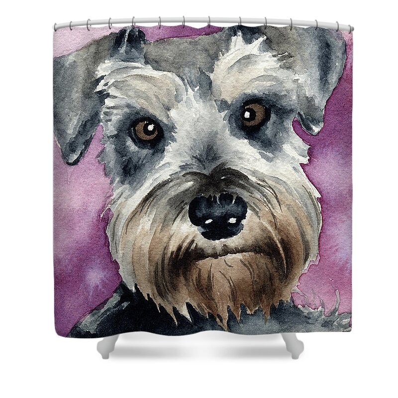 Mini Shower Curtain featuring the painting Miniature Schnauzer #2 by David Rogers
