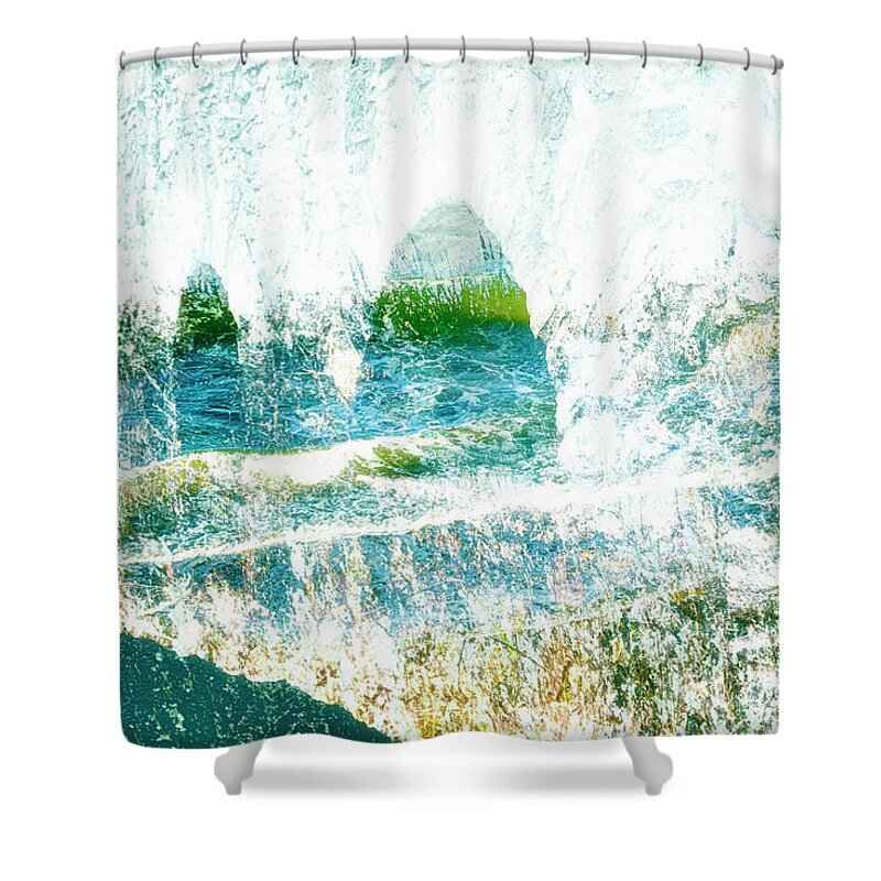 Landscape Shower Curtain featuring the mixed media Mirage by Gerlinde Keating - Galleria GK Keating Associates Inc