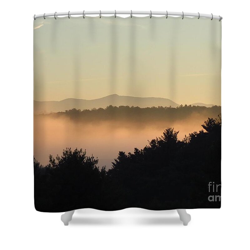 Landscape Shower Curtain featuring the photograph Misty Morning #1 by Anita Adams