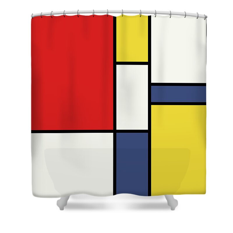 Mondrian Shower Curtain featuring the digital art Mondrian Inspired by Michael Tompsett