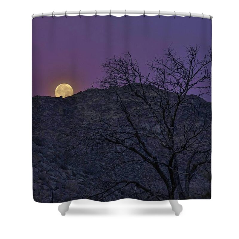 Full Shower Curtain featuring the photograph Moon set at sunrise by Gaelyn Olmsted