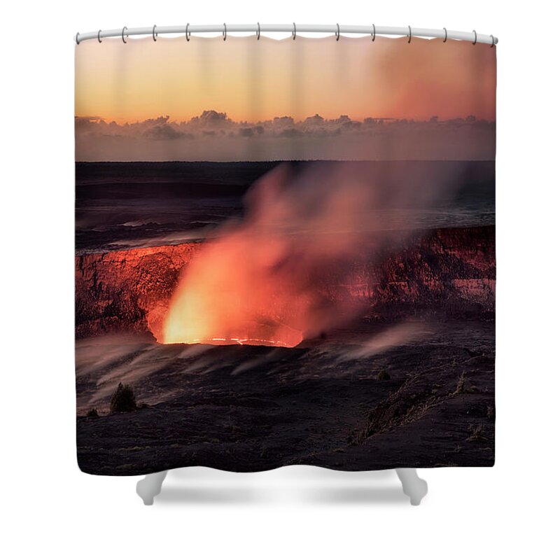 Halemaumau Crater Shower Curtain featuring the photograph Morning Eruption by Nicki Frates
