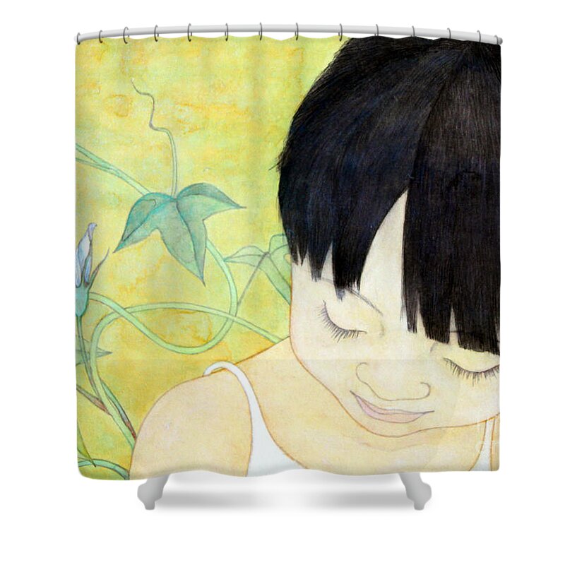 Art Of Brush Shower Curtain featuring the painting Morning Glory #2 by Fumiyo Yoshikawa