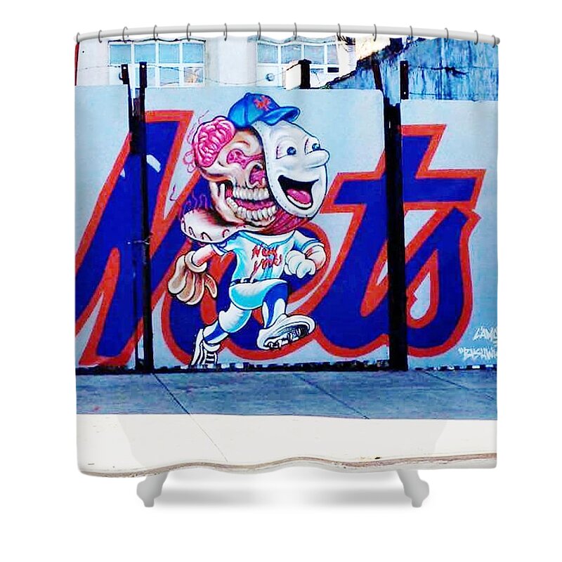 Shea Stadium Shower Curtain featuring the photograph Mr Met #2 by Rob Hans