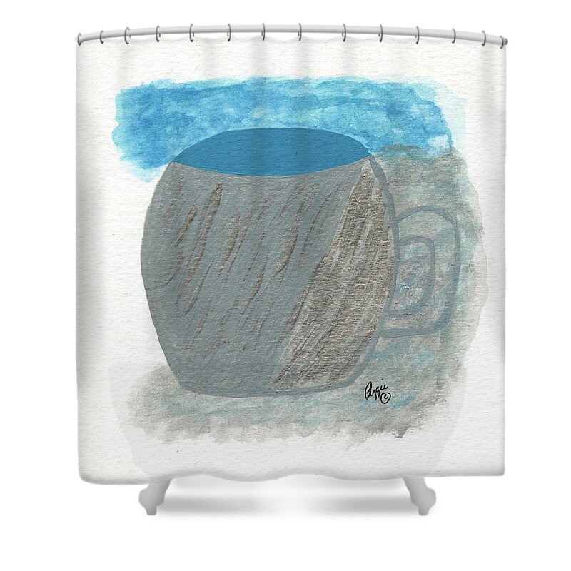 Cup Shower Curtain featuring the painting Mug Moments #1 by Stephanie Agliano