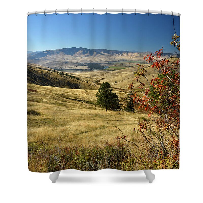 National Bison Range Shower Curtain featuring the photograph National Bison Range #2 by Cindy Murphy - NightVisions