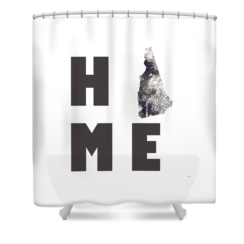 New Hampshire State Map Shower Curtain featuring the digital art New Hampshire State Map #1 by Marlene Watson
