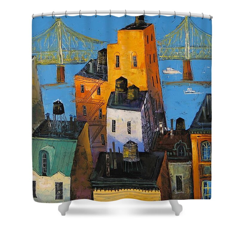 Motif Shower Curtain featuring the painting New York #2 by Mikhail Zarovny