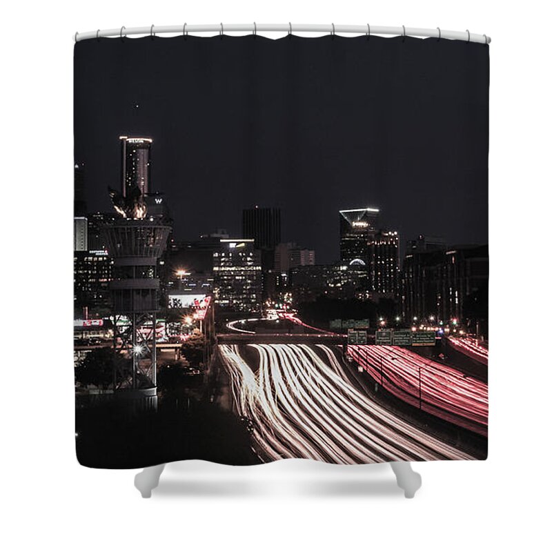 Long Exposure Shower Curtain featuring the photograph Night Lights #1 by Mike Dunn