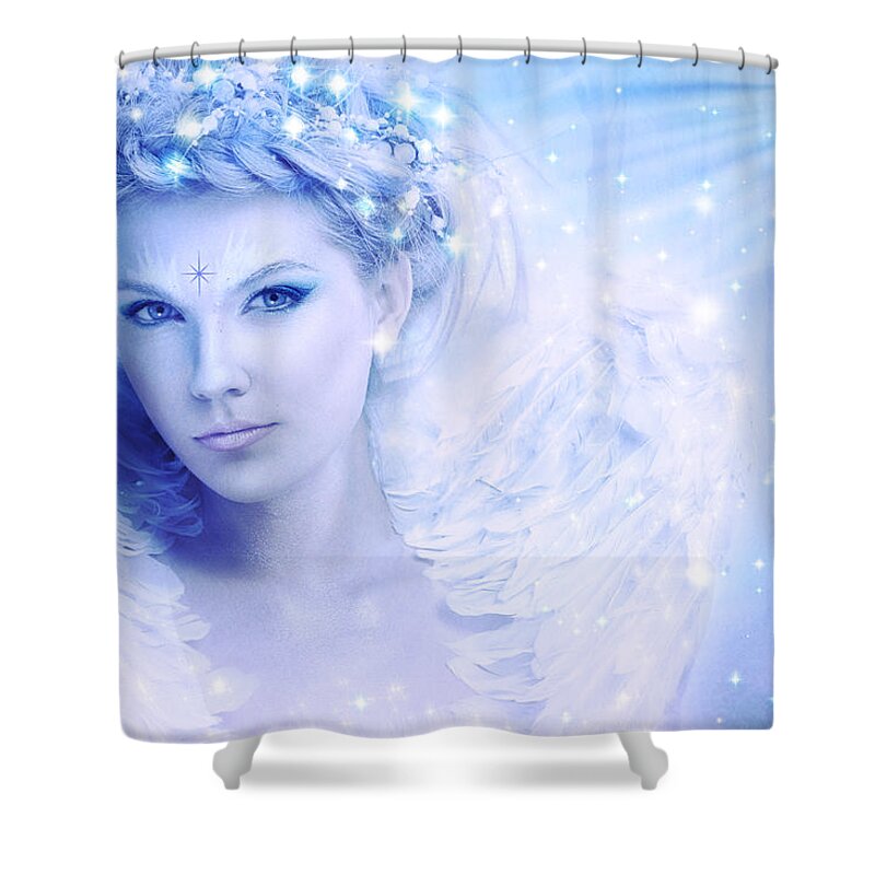 Woman Shower Curtain featuring the digital art Nymph of February by Lilia S