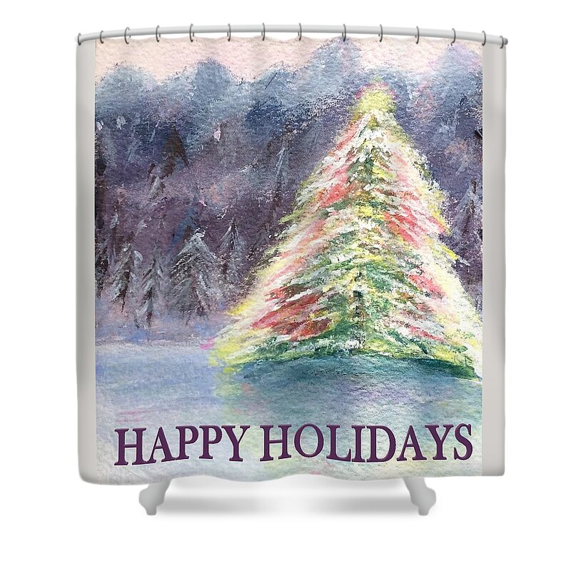 Christmas Tree Shower Curtain featuring the painting Oh Christmas Tree by Deborah Naves