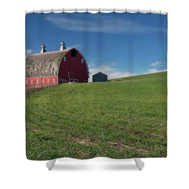 Early Spring Shower Curtain featuring the photograph Old Red #1 by Idaho Scenic Images Linda Lantzy
