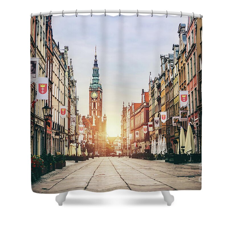 Gdansk Shower Curtain featuring the photograph Old Town in Gdansk, Poland - Dluga Street. #1 by Michal Bednarek