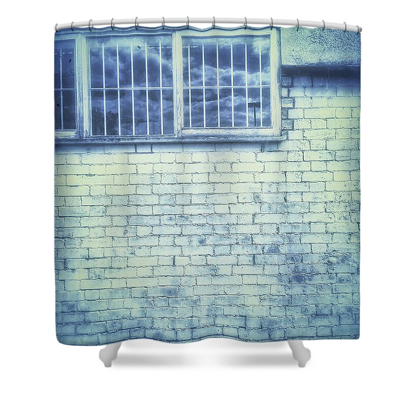 Aged Shower Curtain featuring the photograph Old window bars #1 by Tom Gowanlock