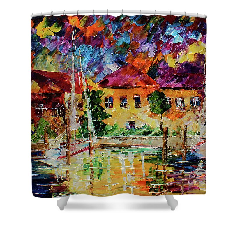 Caribbean House Shower Curtain featuring the painting On the Intercoastal #1 by Kevin Brown
