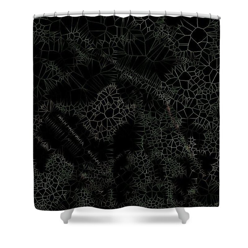 Vorotrans Shower Curtain featuring the mixed media Organic Leaves by Stephane Poirier