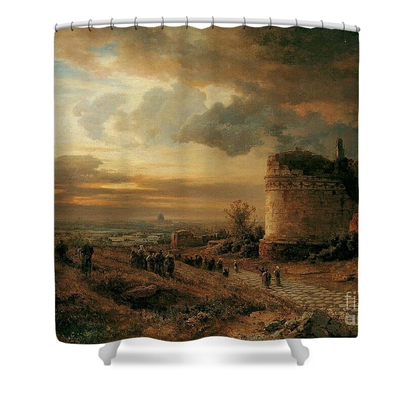 Oswald Achenbach Shower Curtain featuring the painting Oswald Achenbach #1 by MotionAge Designs