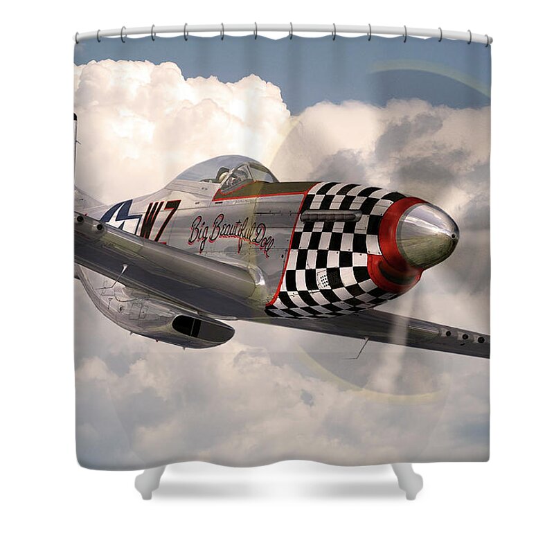 P-51 Mustang Shower Curtain featuring the digital art P-51 Mustang Big Beautiful Doll by Airpower Art